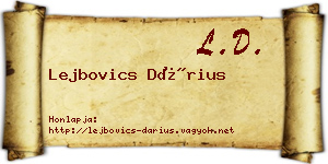 Lejbovics Dárius névjegykártya